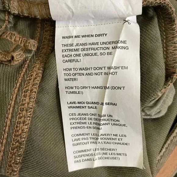 Garage Boyfriend Distressed Jeans Khaki Green Sz 7 - Picture 7 of 8